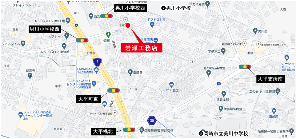 岩瀬工務店の地図